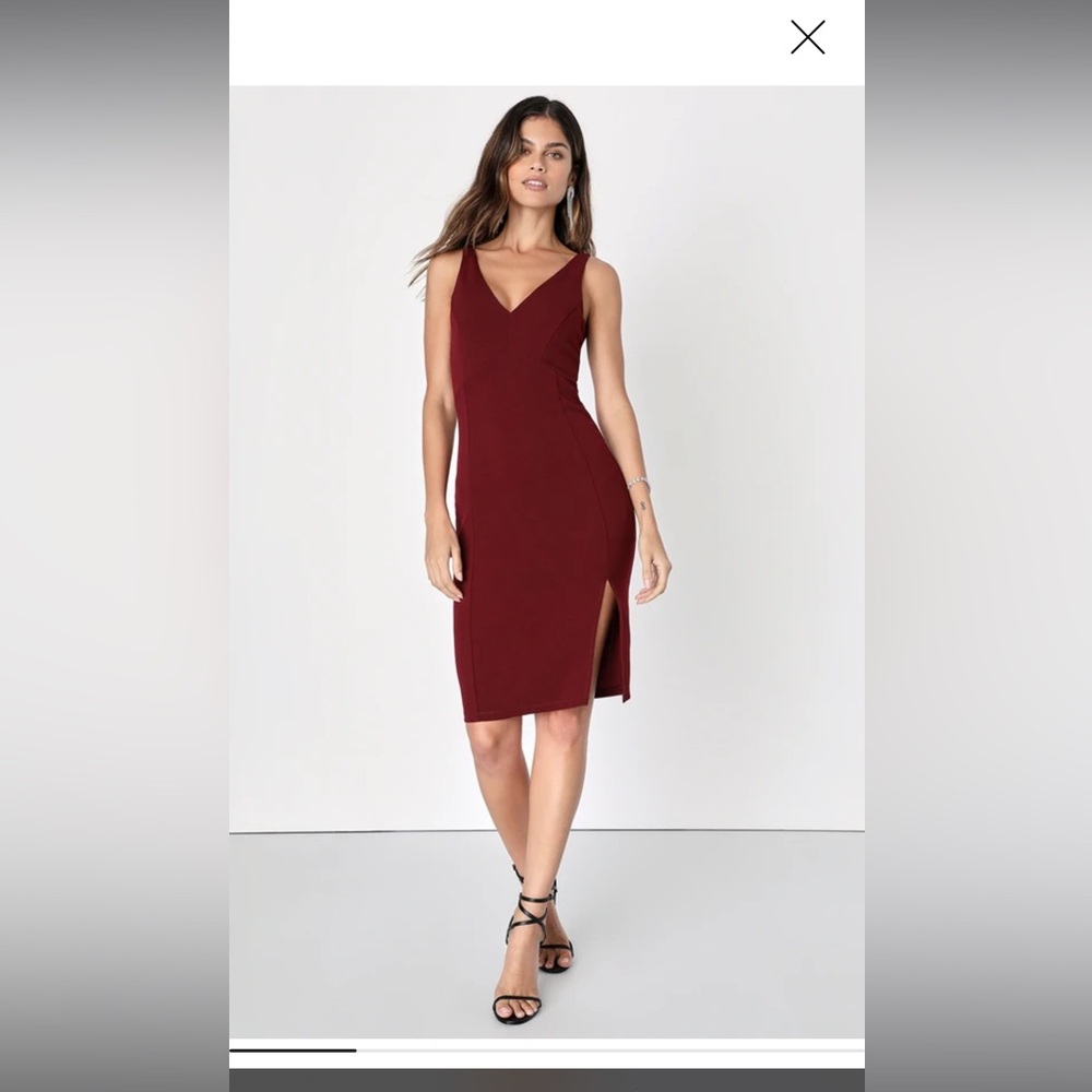 Lulus iconic moment plum purple bodycon midi dress size M NWT